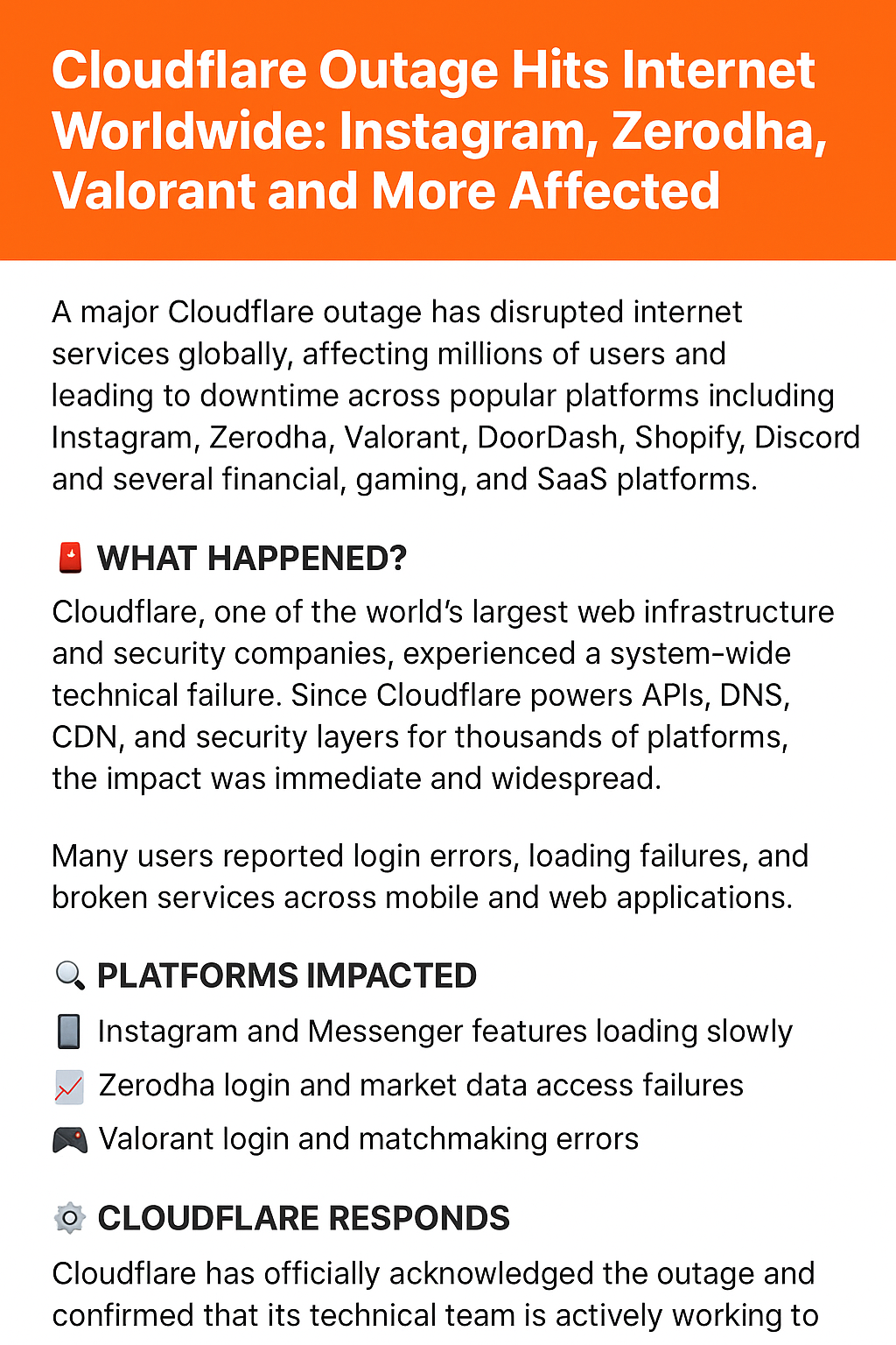 Cloudflare Outage Causes Global Internet Disruption