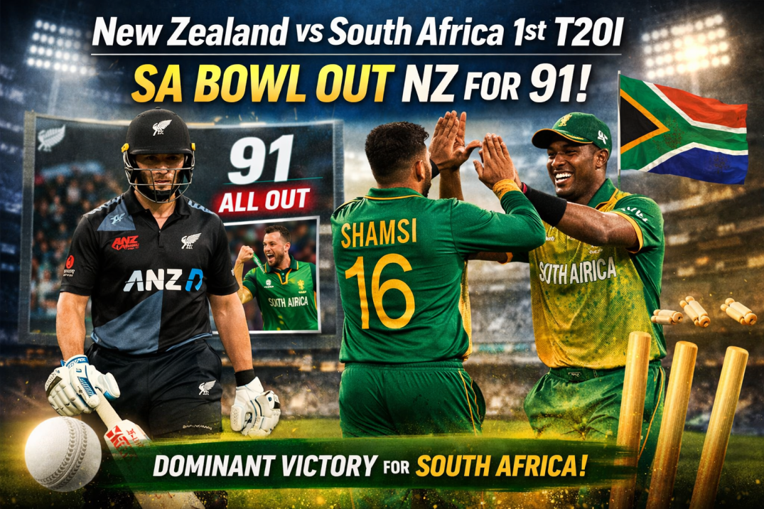 New Zealand vs South Africa 1st T20I: SA Bowl Out NZ for 91